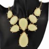  Charm Crystal Off White Tear Drop Lucite Pendant Bib Necklace T02F118K04 