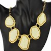  Graceful Irregular Off White Resin Chain Party Pendant Bib Necklace T02F153K05 