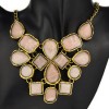  Beige Retro Copper Pretty Resin Geometric Chain Pendant Bib Necklace T02F198K04 