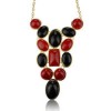  Lovely Girl Red Black Geometric Adjustable Chain Bib Pendant Necklace T02F50K06 