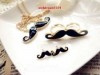  New Hot Style Wholesale 6sets Fashion Gold Black Mustache Necklaces Ring Earring 