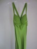  Aidan Mattox Green Silk Gathered Crepe Pleated Bustline Long Fancy Dress Sz 2 