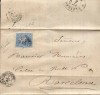 Año 1865 edifil 75 4 cu carta de Roda matasellos Vich Barcelona