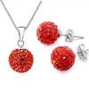  New Jewelry Red Czech Crystal Beads 10mm Disco Balls Necklace Earrings Set 