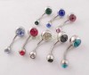  10pcs Lot Mix Color Steel Rhinestone Belly Button Navel Ring Body Piercing D100 