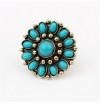  R1515 New Coming Retro Bronze Blue Sunflower Finger Ring Adjustable 