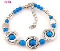  Free P P Blue Circular Tibetan Silver Bracelet T234 