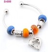  Lady's Fashion Lampwork Glass Silver Plated European Beaded Charm Bracelet s 608 