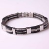  Fashion Men's Sparkle Stainless Steel Rubber Bracelets Wristband Bangle BB1552 