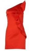  AX Paris Coral Bright Orange Ruffle One Shoulder Dress 10 