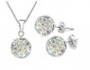  Hot New Set CZ Crystal Bead Silver Chain 10mm Shamballa Necklace Earrings Box 