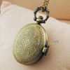  Bronze Chain Fob Mini Pocket Watch Necklace New Design Retro Pattern Gift 