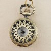  Women Lady Girl Nice Steampunk Necklace Chain Bronze Sun Skeleton Pocket Watch 