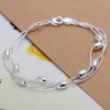  New Fashion Ladies Jewelry Solid Silver 3 Line Bead Charm Bangle Bracelet B925 