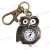  Hot Gifts Antique Bronze Tiny Owl Pocket Quartz Key Chain Ring Watch Pendant 