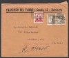  Spain 1936 Registered Commercial Cover to USA with Arrival Cancellations 