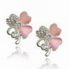  Fashion Flower Love Heart Shape Gold Tone Style Crystals Stud Earrings T04B826K 