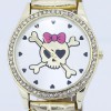  New Fashion Skull Lady Women Gold Leather Quartz Dress Wristwatch U15GOLD 