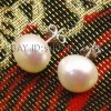  S076 A 10 11mm White Button Cultured Freshwater Akoya Pearl Earrings 