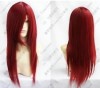  Long Dark Red Cosplay Party Straight Wig 60cm Free Wig Cap 