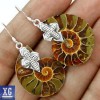  SE112096 Ammonite Fossil 925 Sterling Silver Earrings Jewelry 