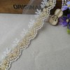  1yd Milik White Gold Thread Floral Lace Fabric Sewing Trim Craft Wedding L678 