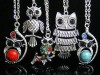  5 Pcs Wholesale Mix Retro Silver Owl Bird Rhinestone Crystal Necklace Gift 2 