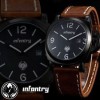  U K Officer Police Infantry Date Military Sports Brown Leather Mens Wrist Watch 