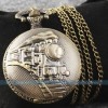  1x Steam Train Men's Quartz Pendant Pocket Watch Big Antique Vintage Chain 