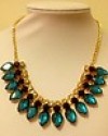  New Fashion Jewelry Green Crystal Drop Rhinestone Choker Bib Golden Necklace 