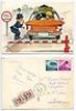  Spain 1969 Postcard Comic Woman Cow at Toll France Postage Due Stamps 