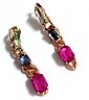  New Fashion Charm Colorful Crystal Golden Chunky Link Chain Long Earring Stud 