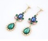  Fashion Lady's Bohemia Colorful Crystal Drop Golden Dangle Rivet Earrings Stud 