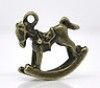  30 Bronze Tone Wooden Horse Charm Pendants 15x14mm 