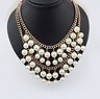  New Occident Fashion Elegant Double Layer Faux Pearl Golden Choker Bib Necklace 