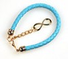  Vintage Retro Handmade Unisex Braided Leather Knit Cord Lucky 8 Bracelet Blue 