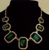  2013 New Fashion Elegance Green Crystal Gold Snake Chain Bib Choker Necklace 