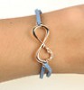  Vintage Punk Gothic 8 Letter Simple Infinity Charm Leather Bracelet Blue 