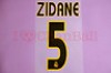  Zidane 5 2003 2005 Real Madrid Homekit Nameset Printing 