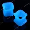  2pc Blue Square Double Flare Flexible Silicone Ear Earlets Tunnel Plugs 00ga 