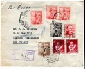  Spain Scott 803 702A 704A 3 705A 773 Registered Cover to New Zealand 1955 