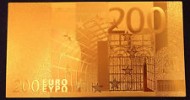  Billete 200 Euros Replica Exacta Con Oro de 24 Kilates Numismatico Monray 