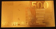  Billete 500 Euros Replica Exacta Con Oro de 24 Kilates Numismatico Monray 