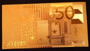  Billete 50 Euros Replica Exacta Con Oro de 24 Kilates Numismatico Monray 