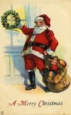  Postcard Christmas Santa Claus Embossed Holly Bag Toys J P N Y C 