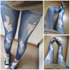  Women's Sexy Skinny Trousers Leggings Stretch Pencil Tights Pants Denim Blue 