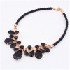  New Charm Teardrop Necklace Pendant Gold Plated Resin Bib Necklace Black JW050 