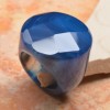  Faceted Blue Madagascar Agate Gemstone Rings Size 8 