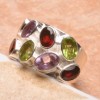  Natural Garnet Peridot Amethyst Gem 100 Solid 925 Silver Ring Sz 6 Stamped 925 