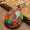  100 Solid 925 Silver Handpainted Jasper Garnet Color Quartz Pendant 1 5 8